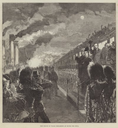 De Prins van Wales scheept in te Dover voor India door Sir John Charles Robinson